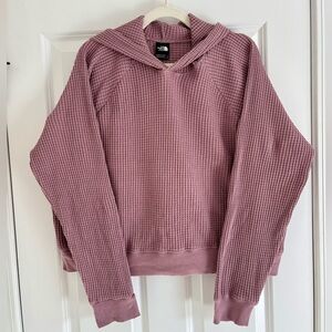 The North Face Women's Mauve Waffle-Knit Hoodie Sweatshirt Medium